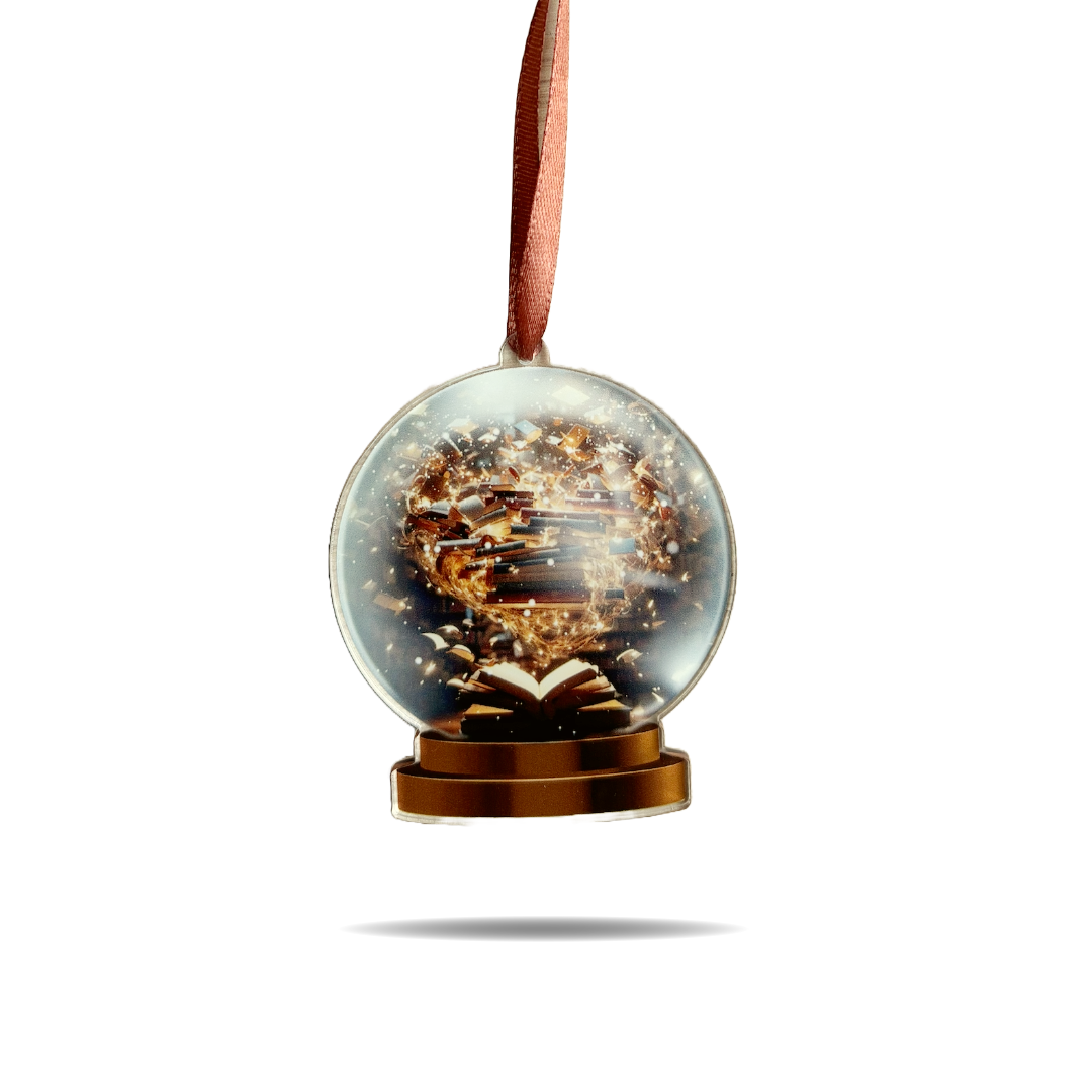 Julepynt - Snowglobe med bøger
