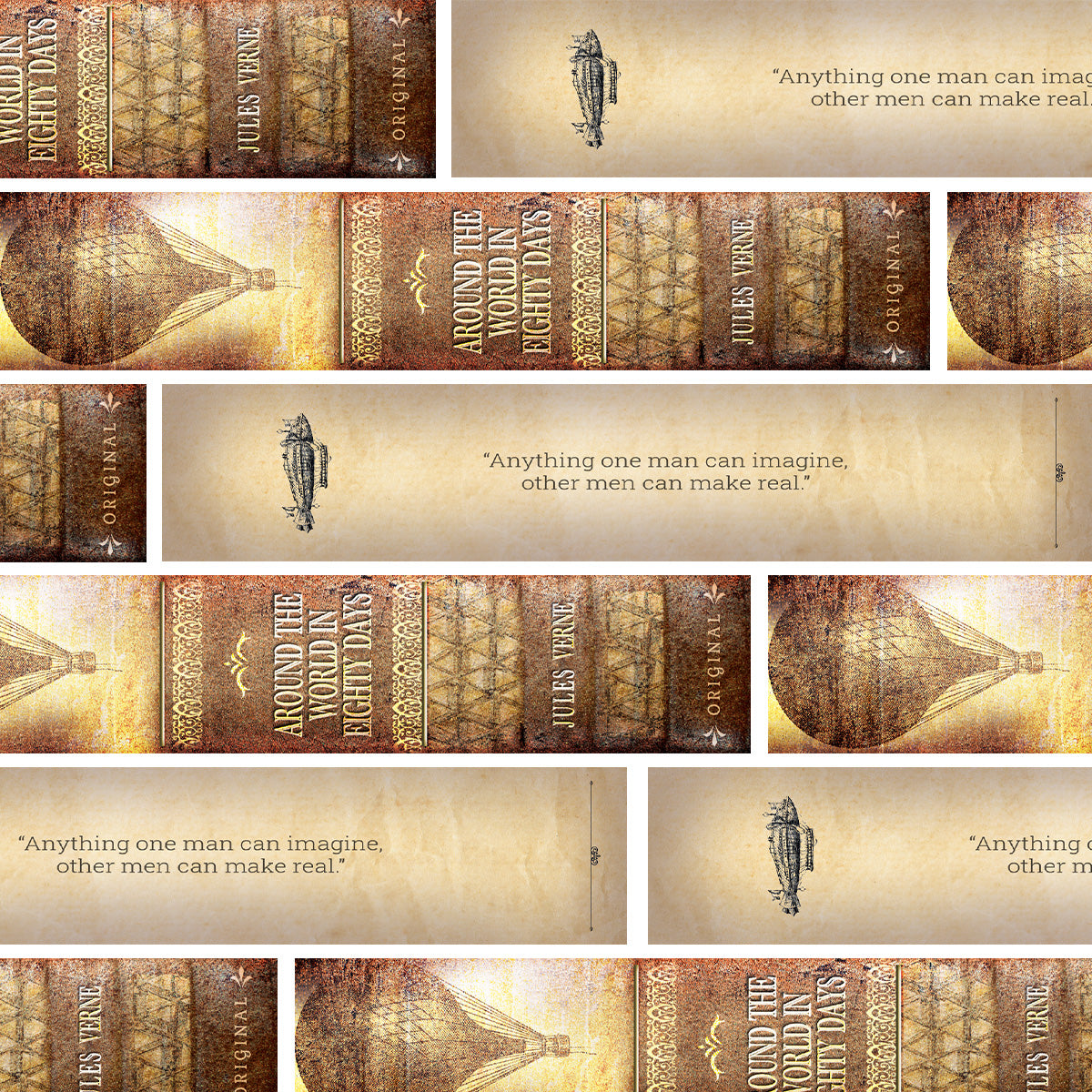 Bogmærke - Bookspines 'Around the World in Eighty Days'