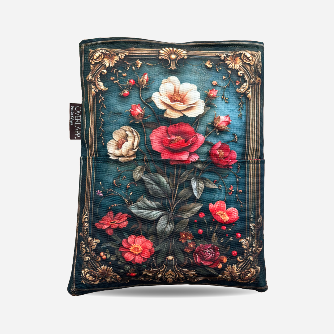 Bogpose booksleeve romance romantisk blomster feminin roser knap lomme overlapp