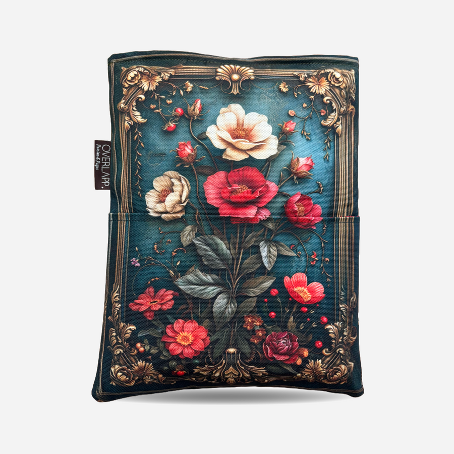 Bogpose booksleeve romance romantisk blomster feminin roser knap lomme overlapp