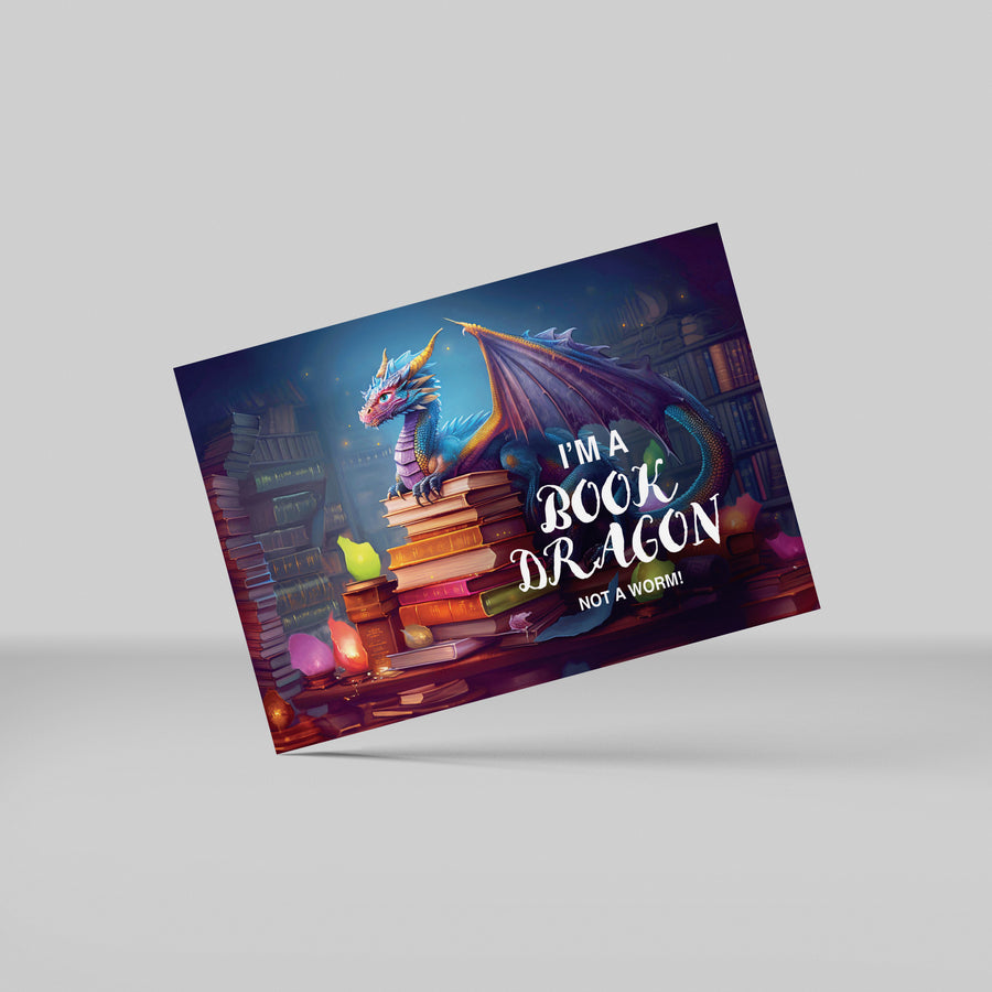 Postkort - I'm a bookdragon, not a worm