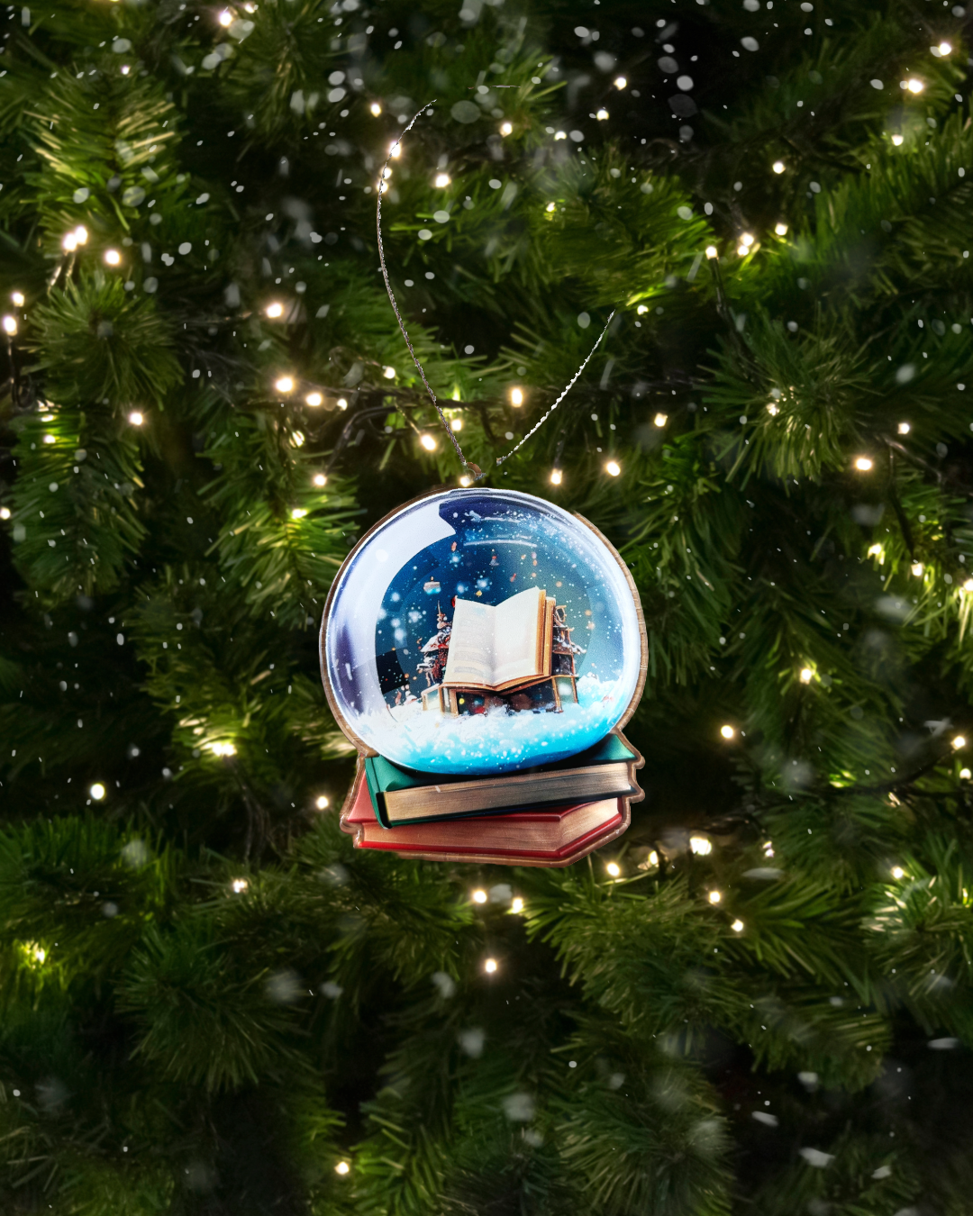 Julepynt - Snowglobe med bøger 2.0