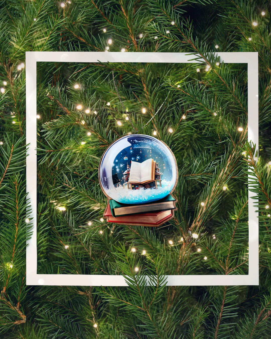 Julepynt - Snowglobe med bøger 2.0