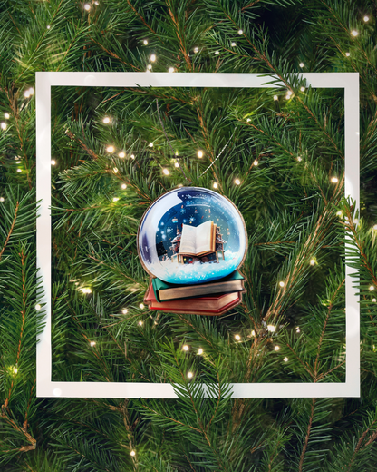 Julepynt - Snowglobe med bøger 2.0