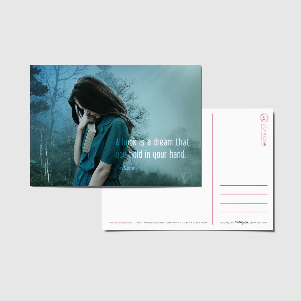 Postkort - A book is a dream that you hold in your hand