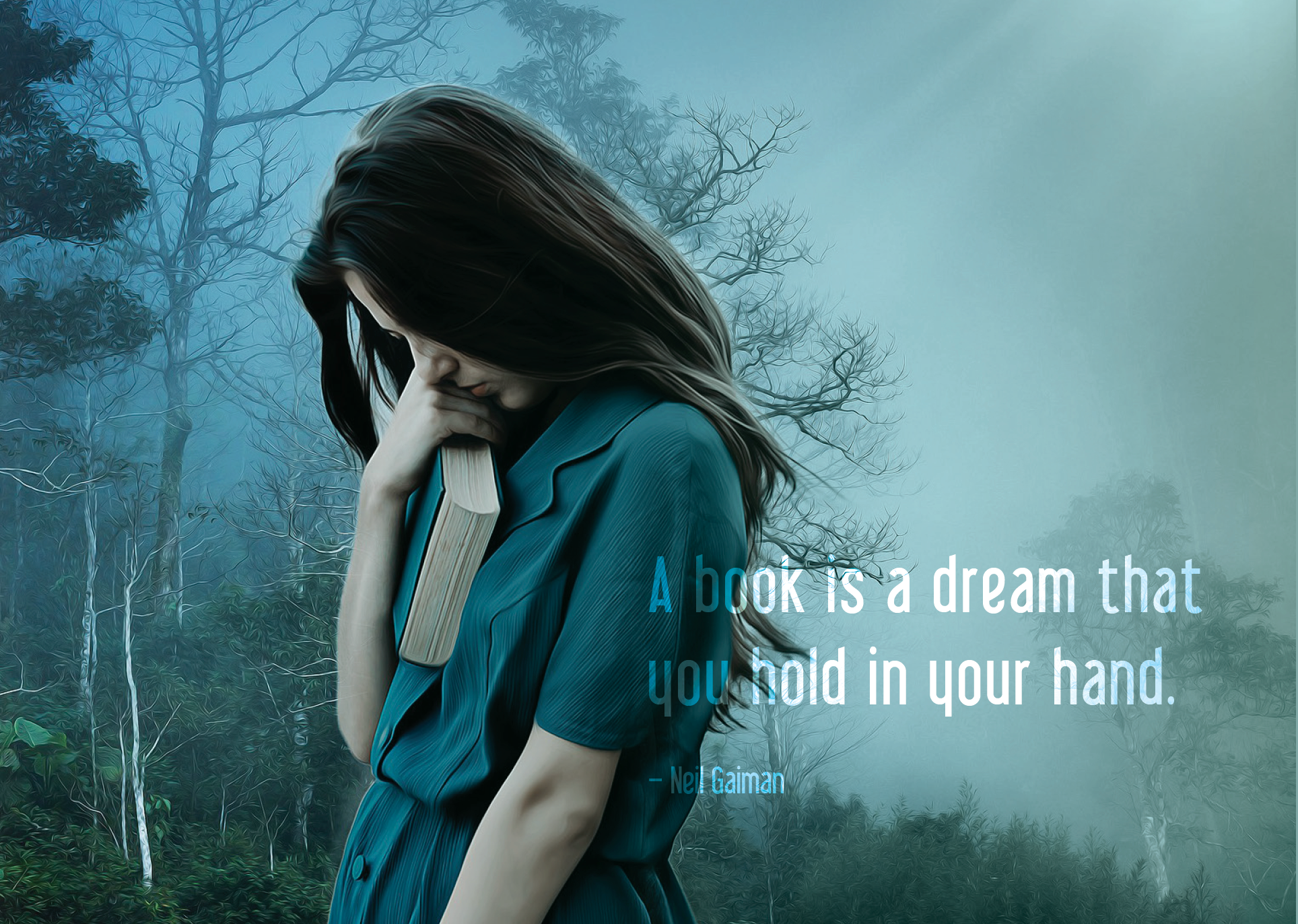 Postkort - A book is a dream that you hold in your hand