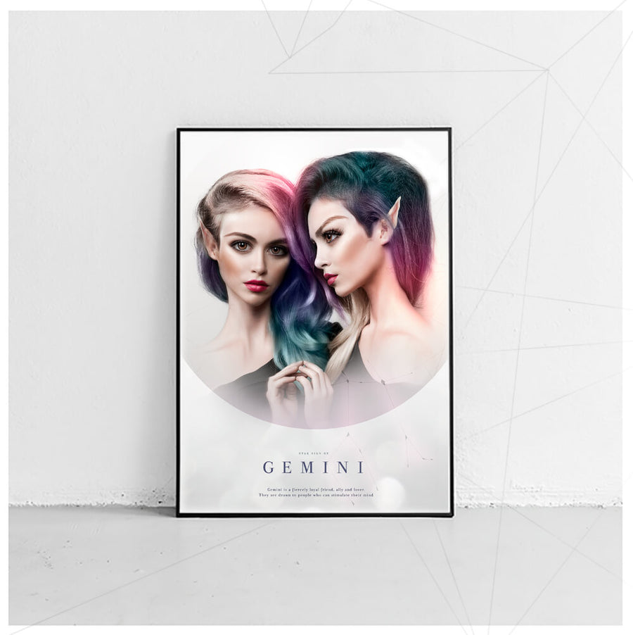 Tvillingen/Gemini - Stjernetegnsplakat