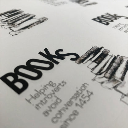 Klistermærke - Books, helping introverts