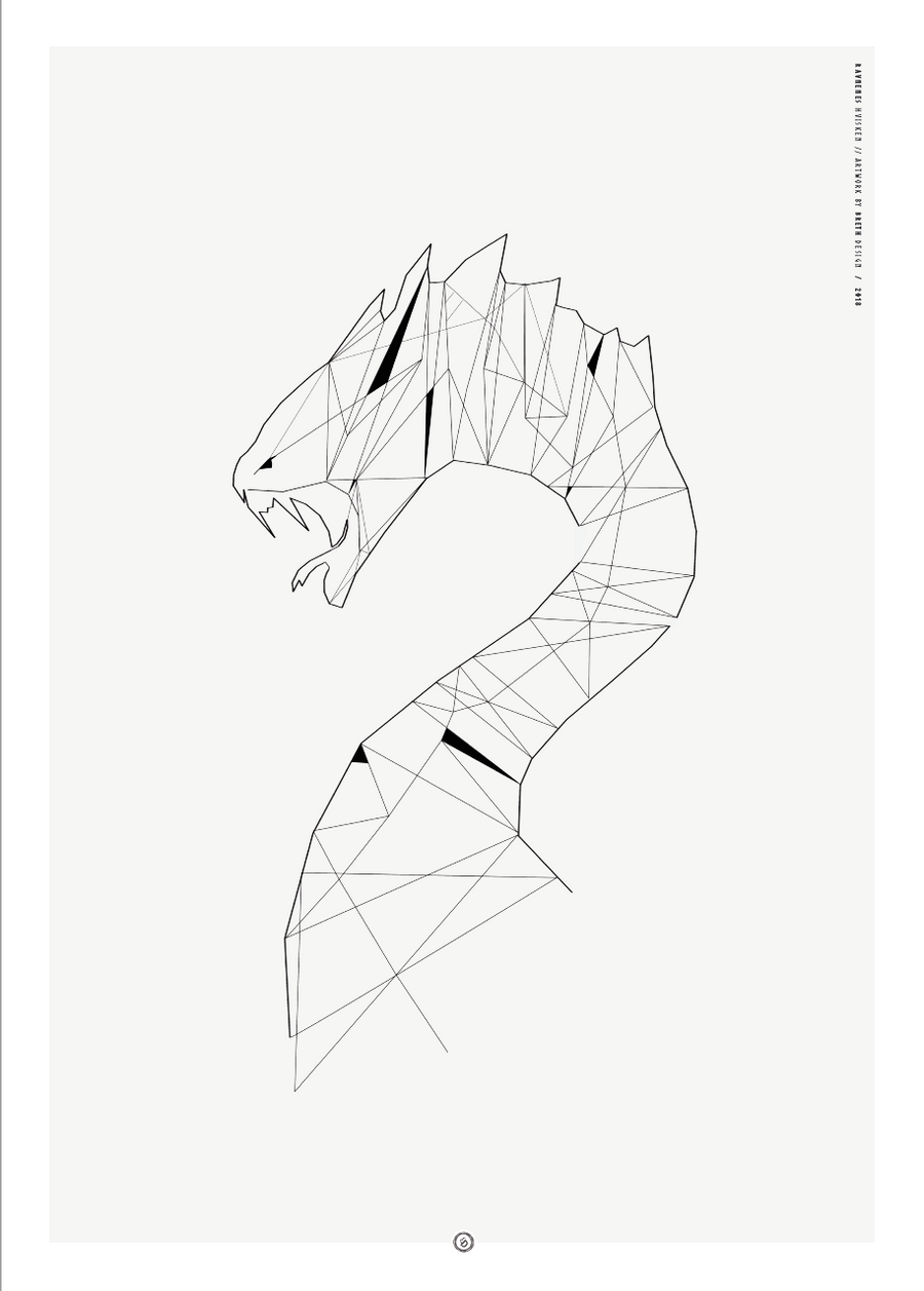PLAKAT - Geometrisk Midgårdsorm (Jormungand)