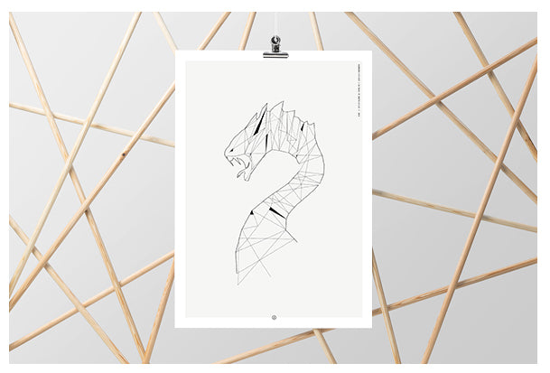 PLAKAT - Geometrisk Midgårdsorm (Jormungand)