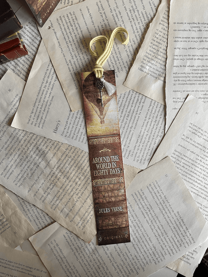 Bogmærke - Bookspines 'Around the World in Eighty Days'