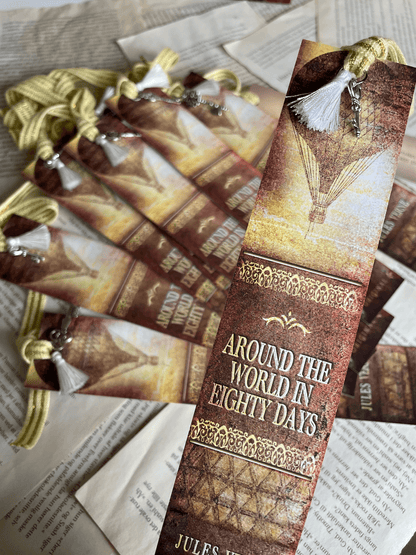 Bogmærke - Bookspines 'Around the World in Eighty Days'