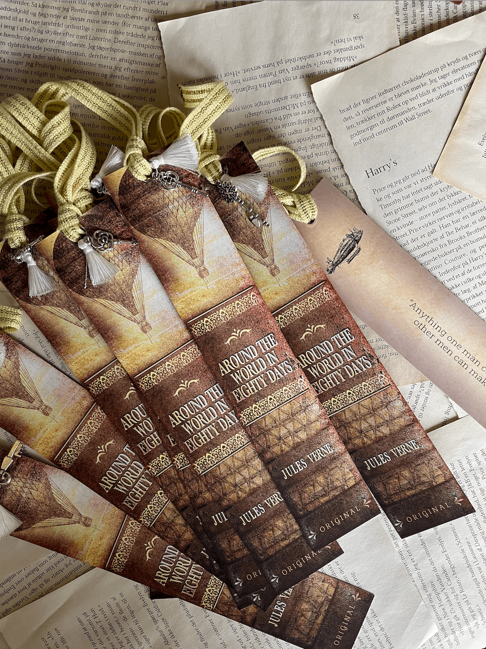 Bogmærke - Bookspines 'Around the World in Eighty Days'