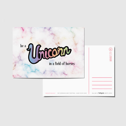 Postkort - Be a unicorn in a field of horses