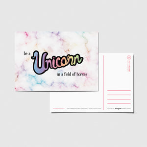 Postkort - Be a unicorn in a field of horses