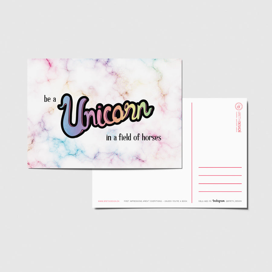 Postkort - Be a unicorn in a field of horses