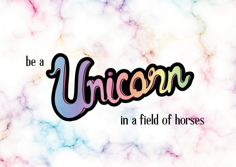 Postkort - Be a unicorn in a field of horses