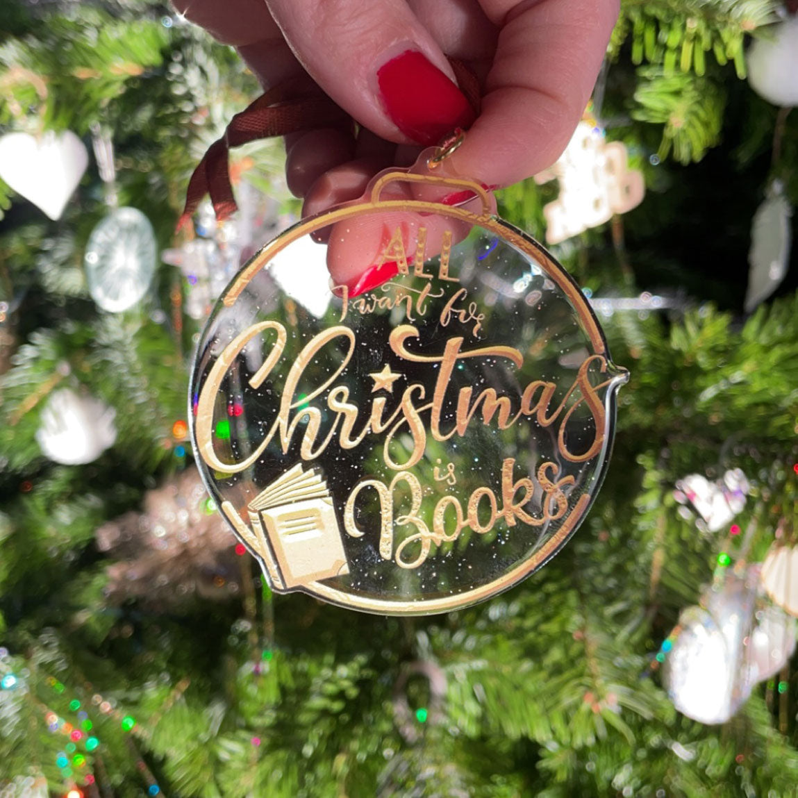 Julepynt med bøger - All I want for Christmas is Books julekugle
